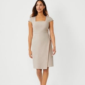 NWOT Ann Taylor Square Neck Wrap Dress in Beige